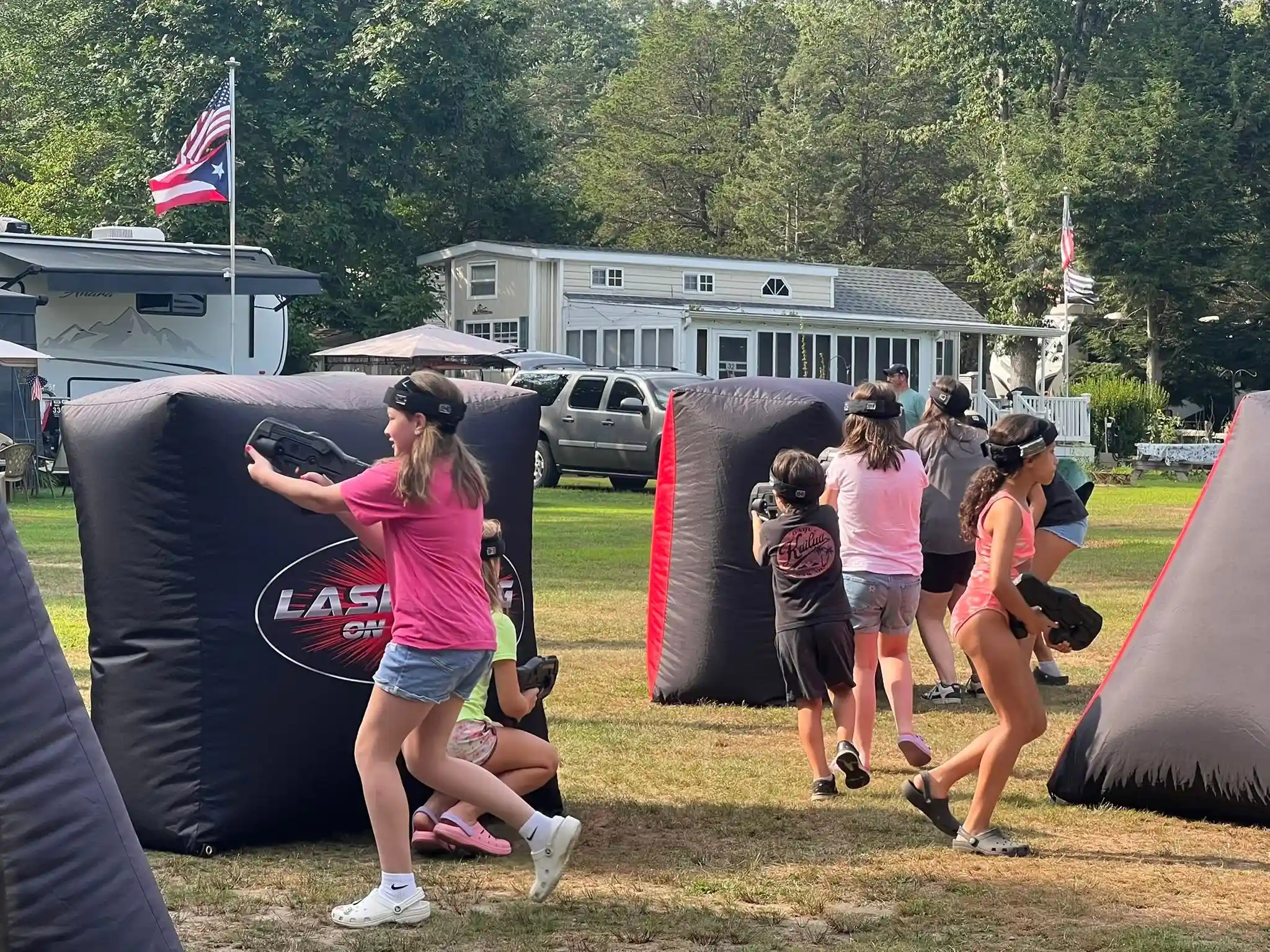 Year-round campground in Southeastern Connecticut with wooded RV and tent camping sites