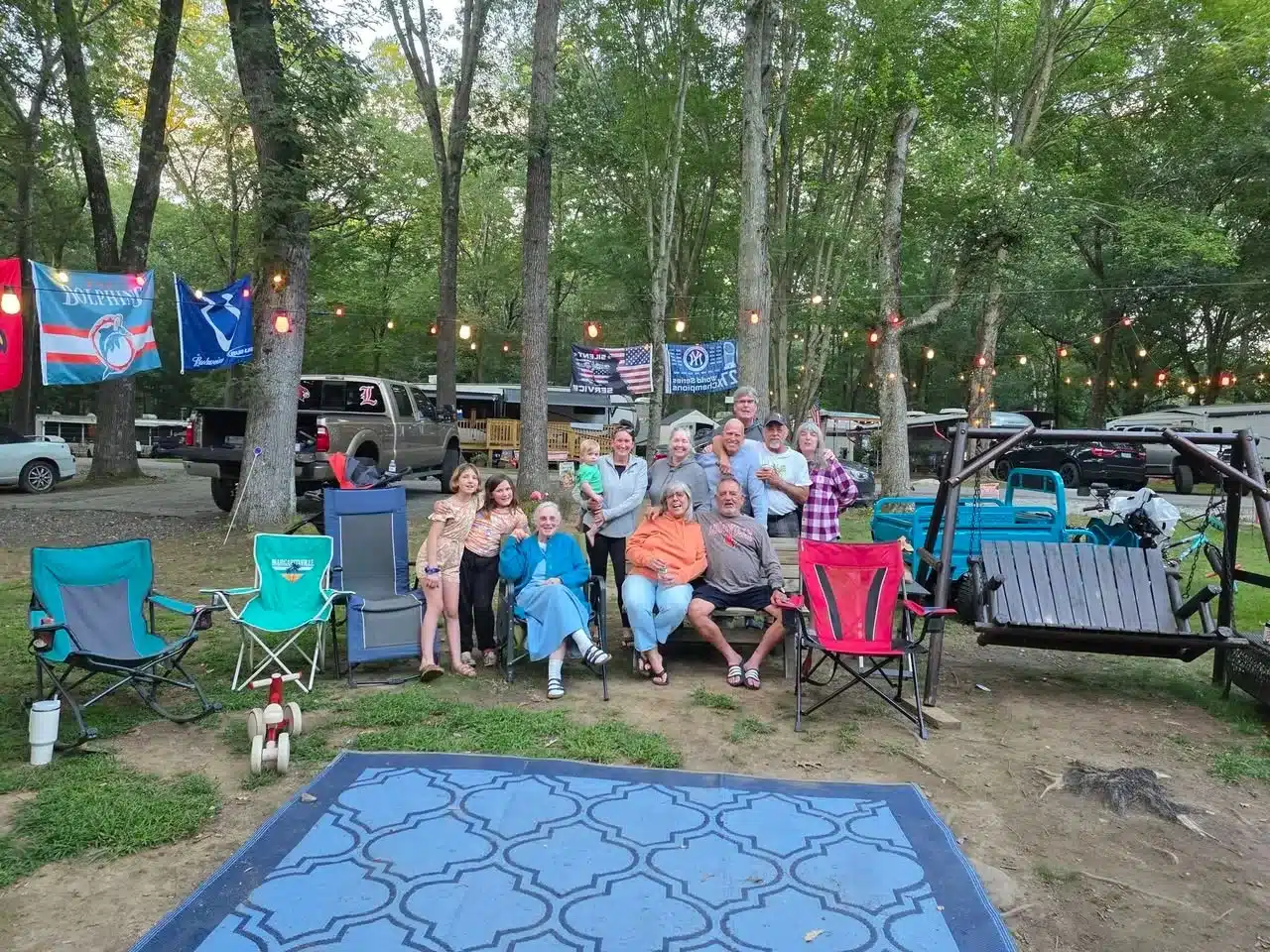 Campers gathering at a family-friendly Connecticut campsite