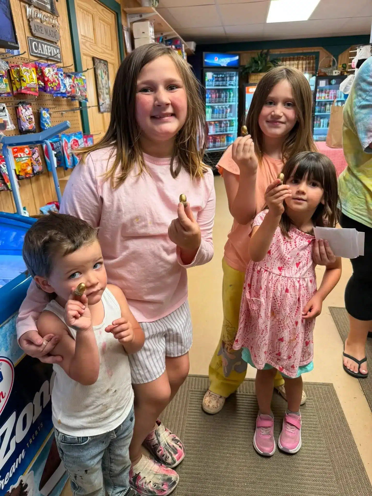 Children visiting the Acorn Acres Campground store